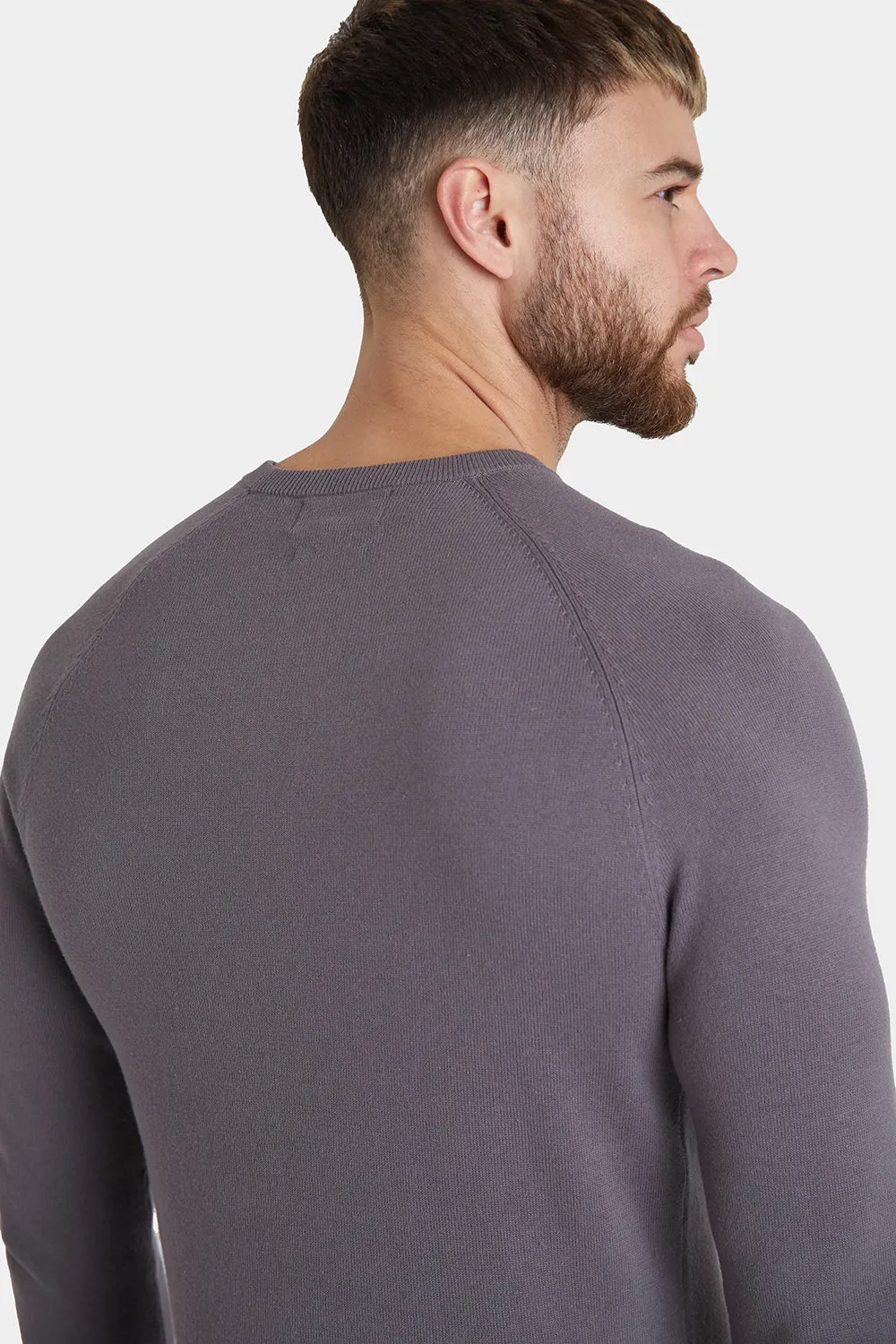 Cotton Crew Neck Jumper in Grey