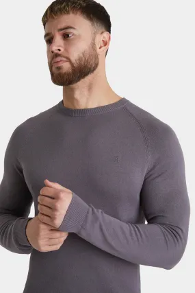 Cotton Crew Neck Jumper in Grey