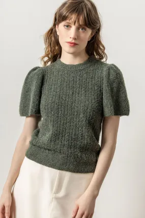 Crew Neck Flutter Sleeve Sweater