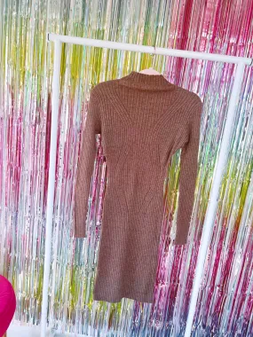 Crisp Fall Days Ribbed Dress - Mocha