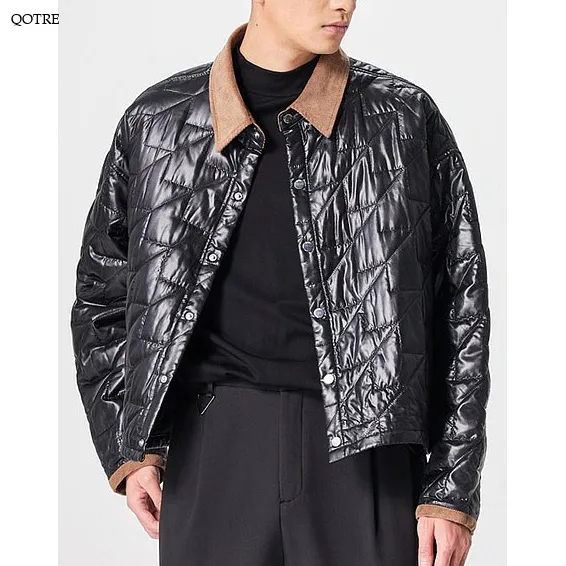 Cropped Casual Lapel Collar Leather Jacket