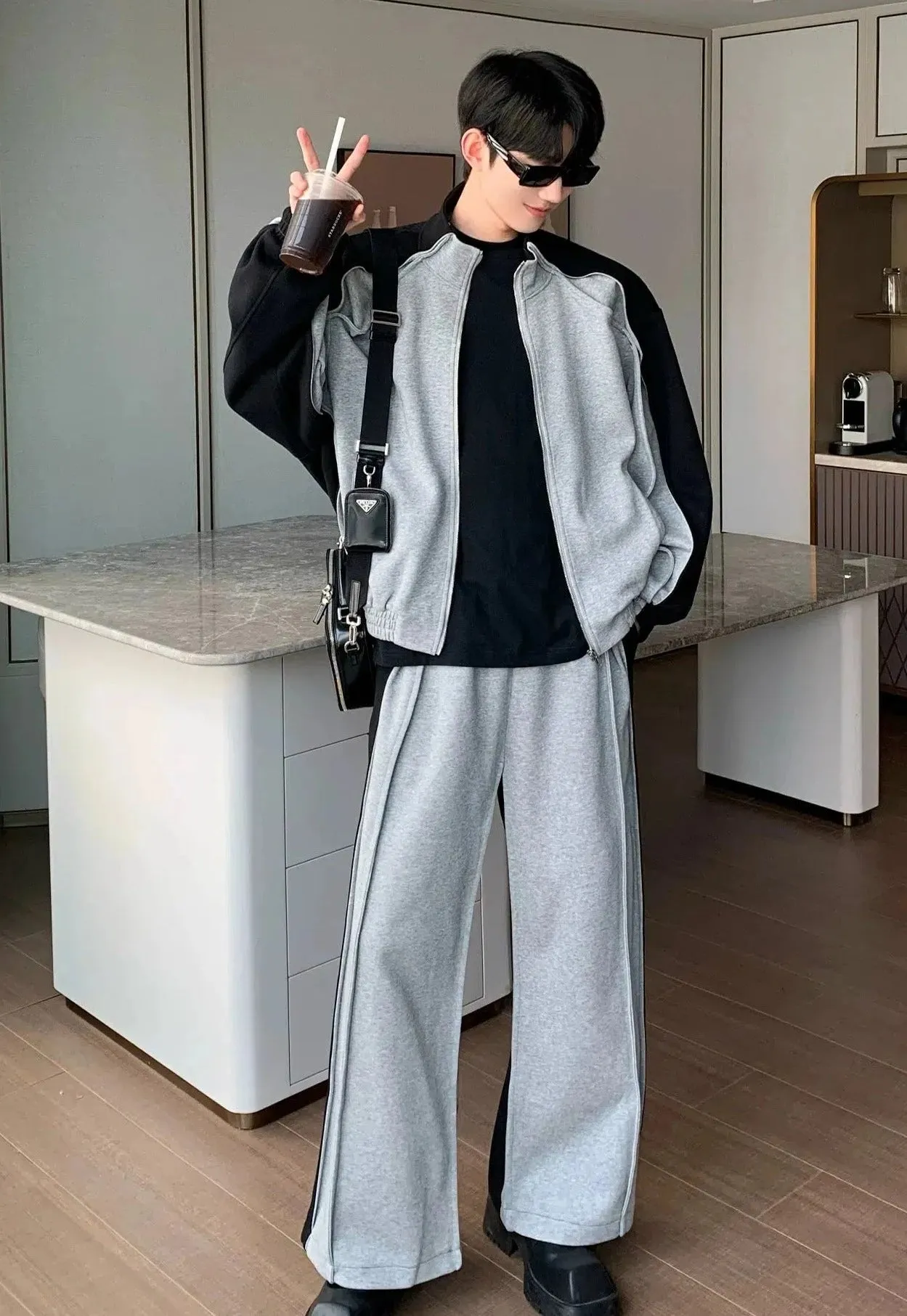 Cui Athleisure Color Split Jacket & Sweatpants Set