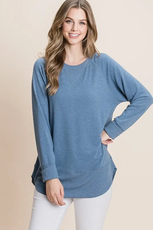 Curved Hem Pullover Tunic