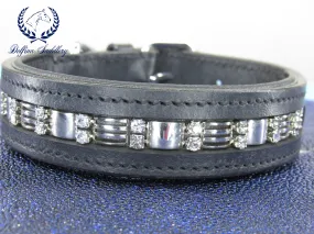 Custom Collar : Double Diamonds & Silver Bars - All Sizes