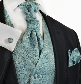 Deep Sea Blue Paisley Tuxedo Vest Set