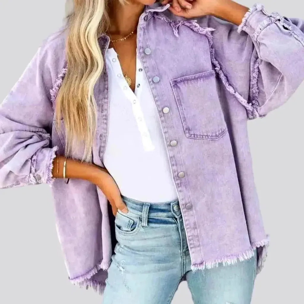 Distressed oversized jeans jacket for ladies