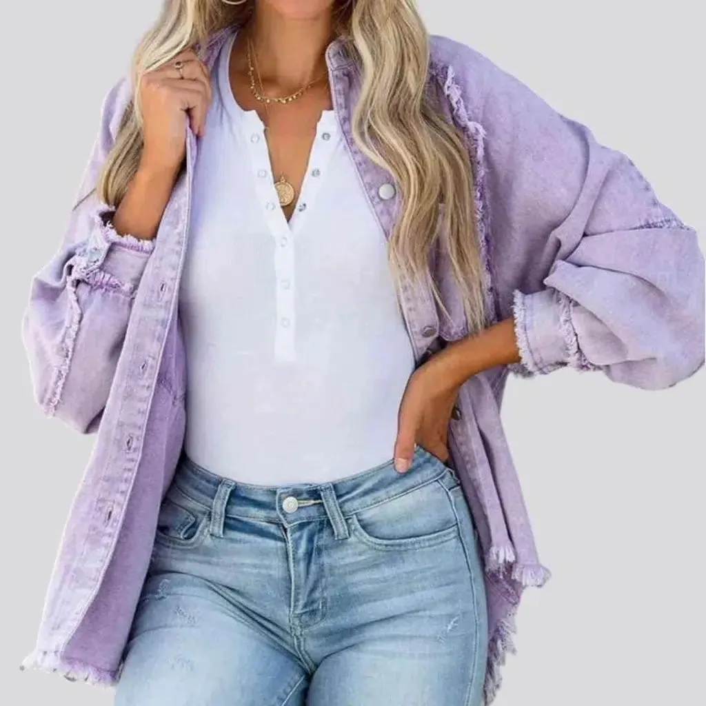 Distressed oversized jeans jacket for ladies