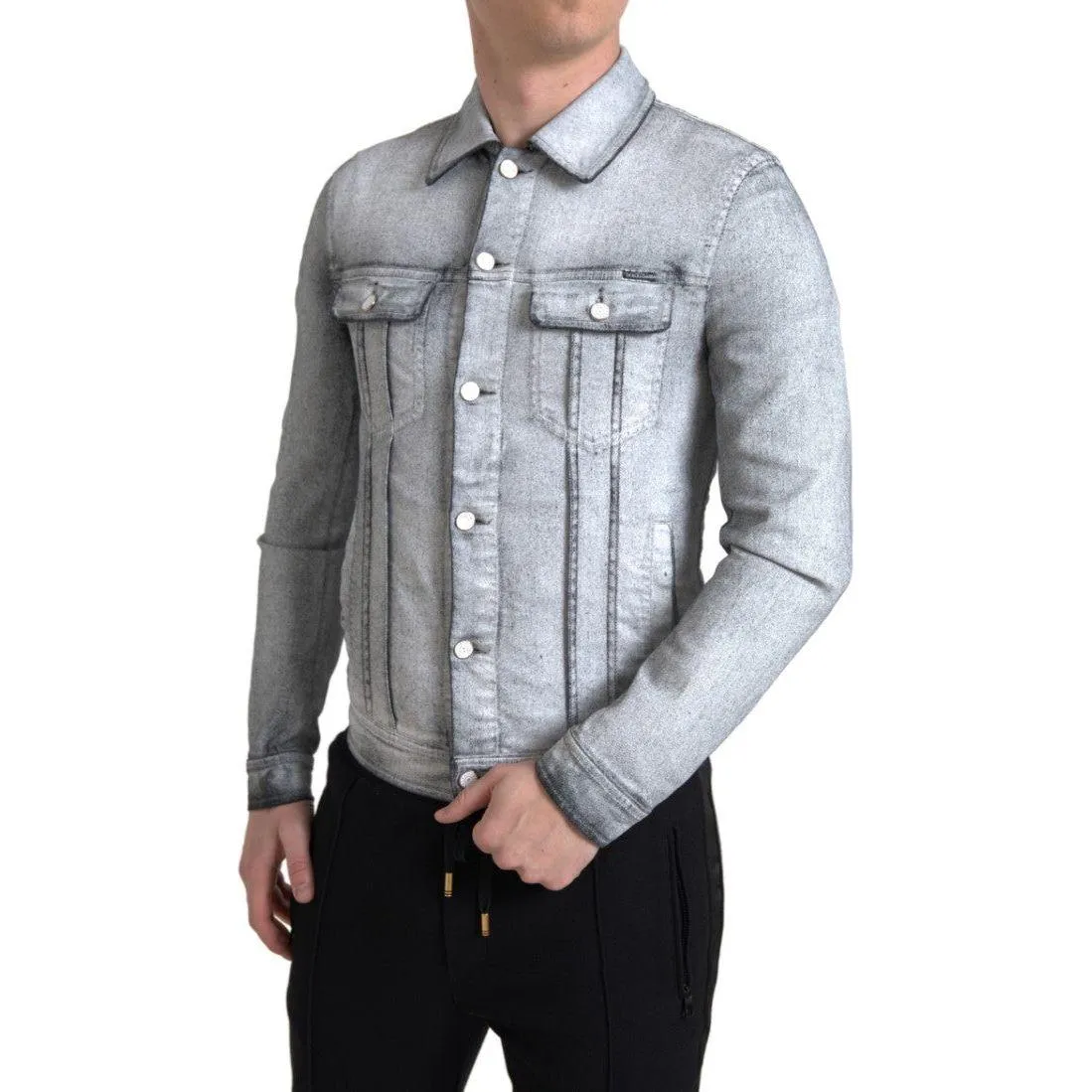 Dolce & Gabbana Elegant Gray Cotton Stretch Denim Jacket