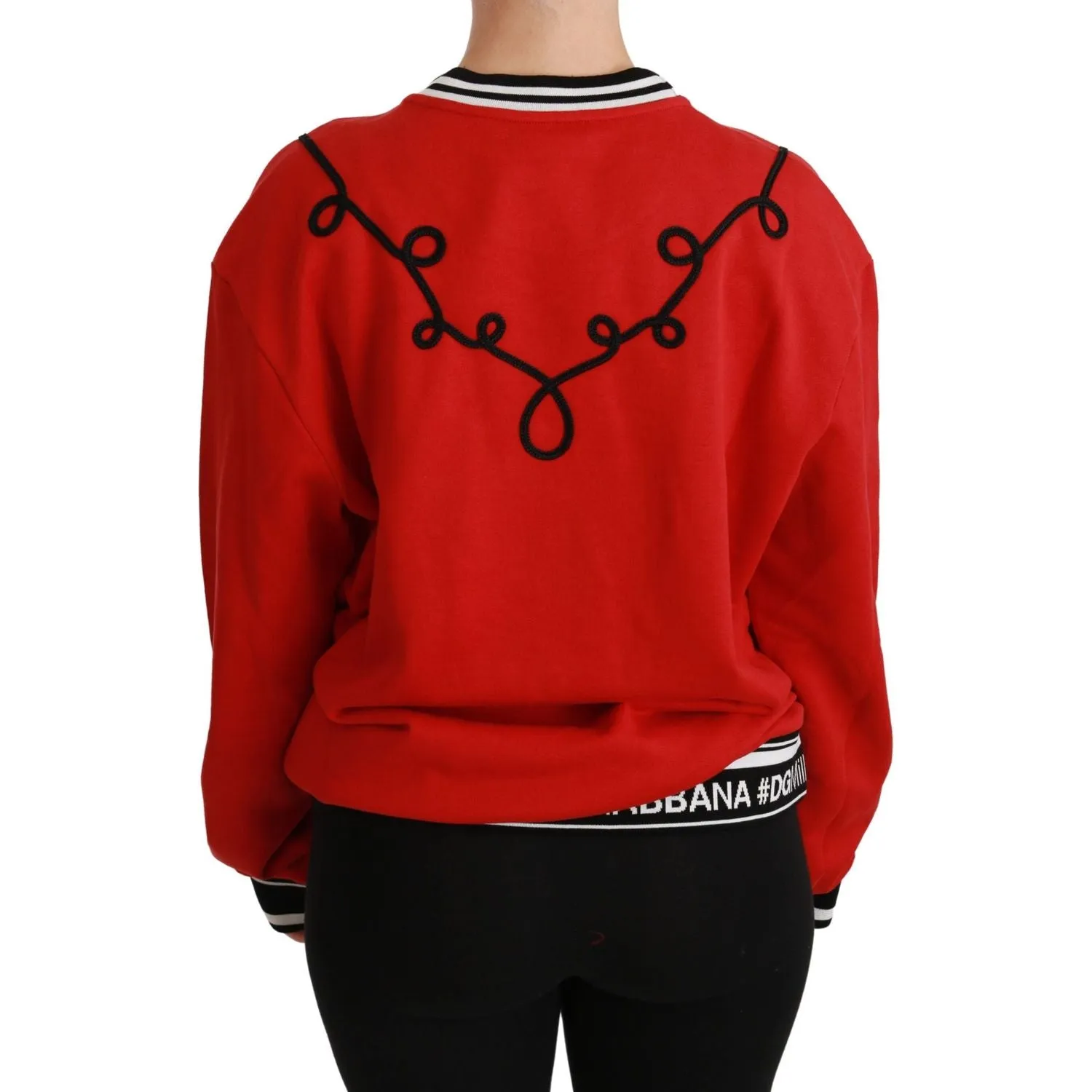 Dolce & Gabbana Radiant Red Sequined Crew Neck Sweater