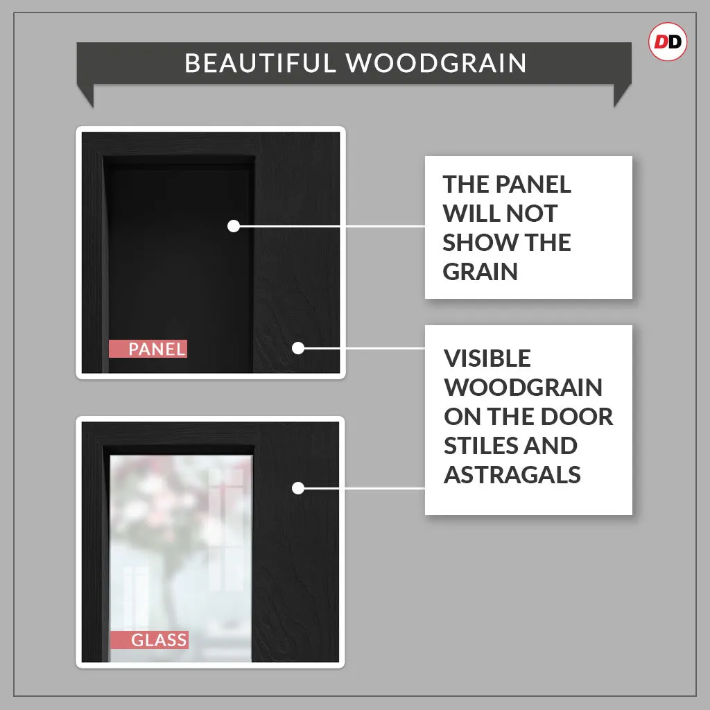 EasiKit Internal Door and Frame Kit - Manchester 3 Pane Solid Wood Internal Door - Premium Primed - Colour & Glass Options