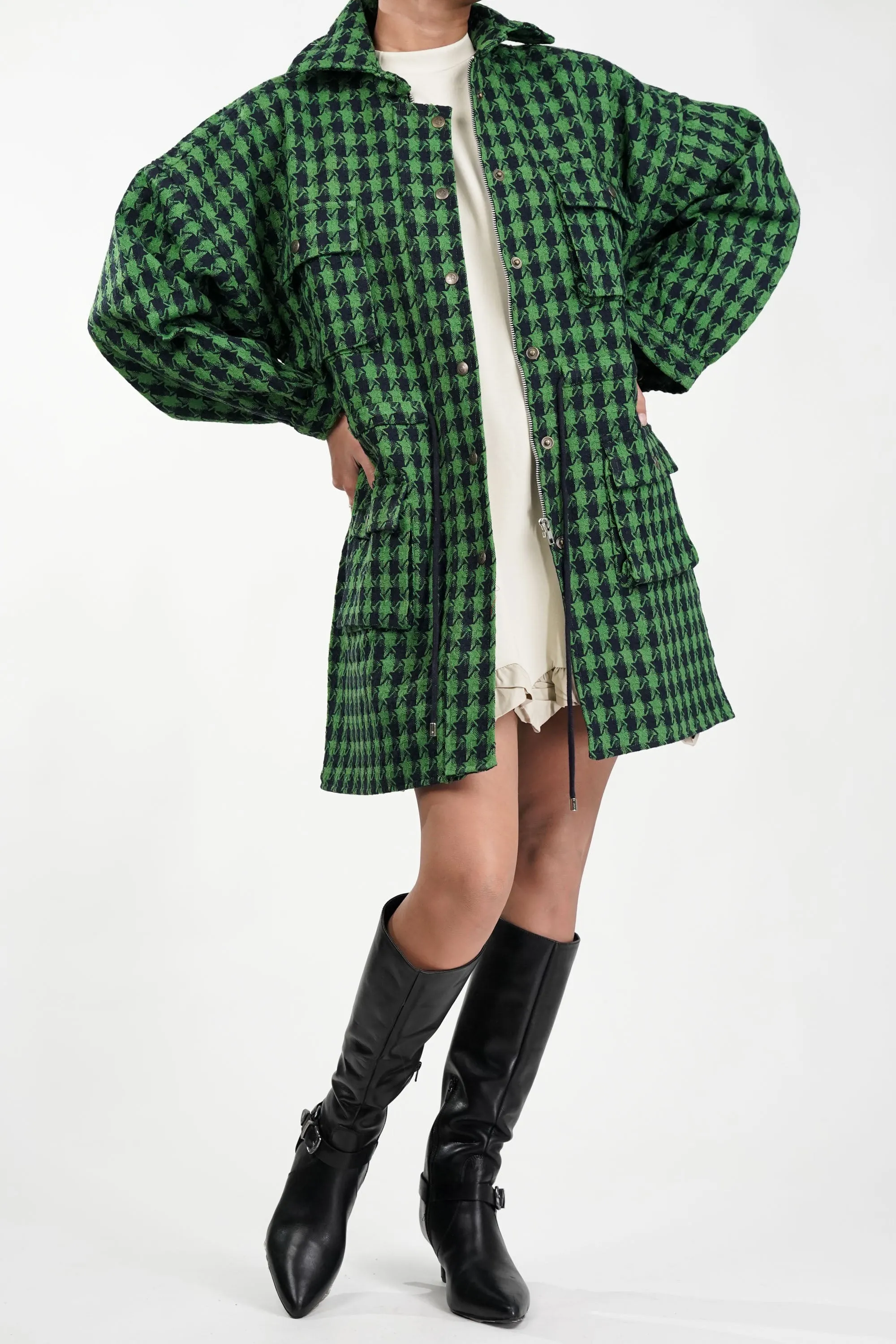 Emerald Forest Oversized Tweed Shacket Dress