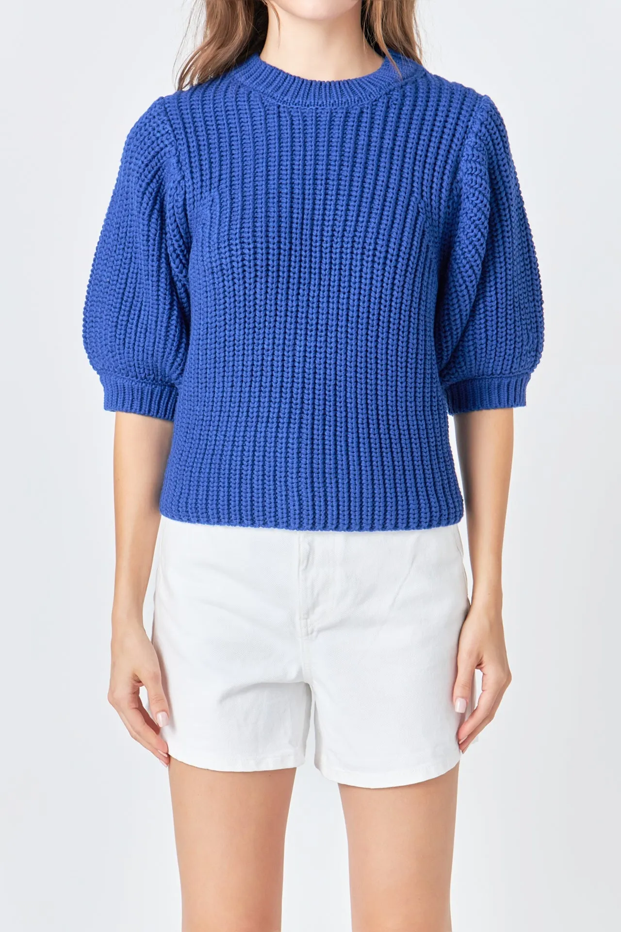 English Factory - Round-neck Short Sleeve Knit Sweater