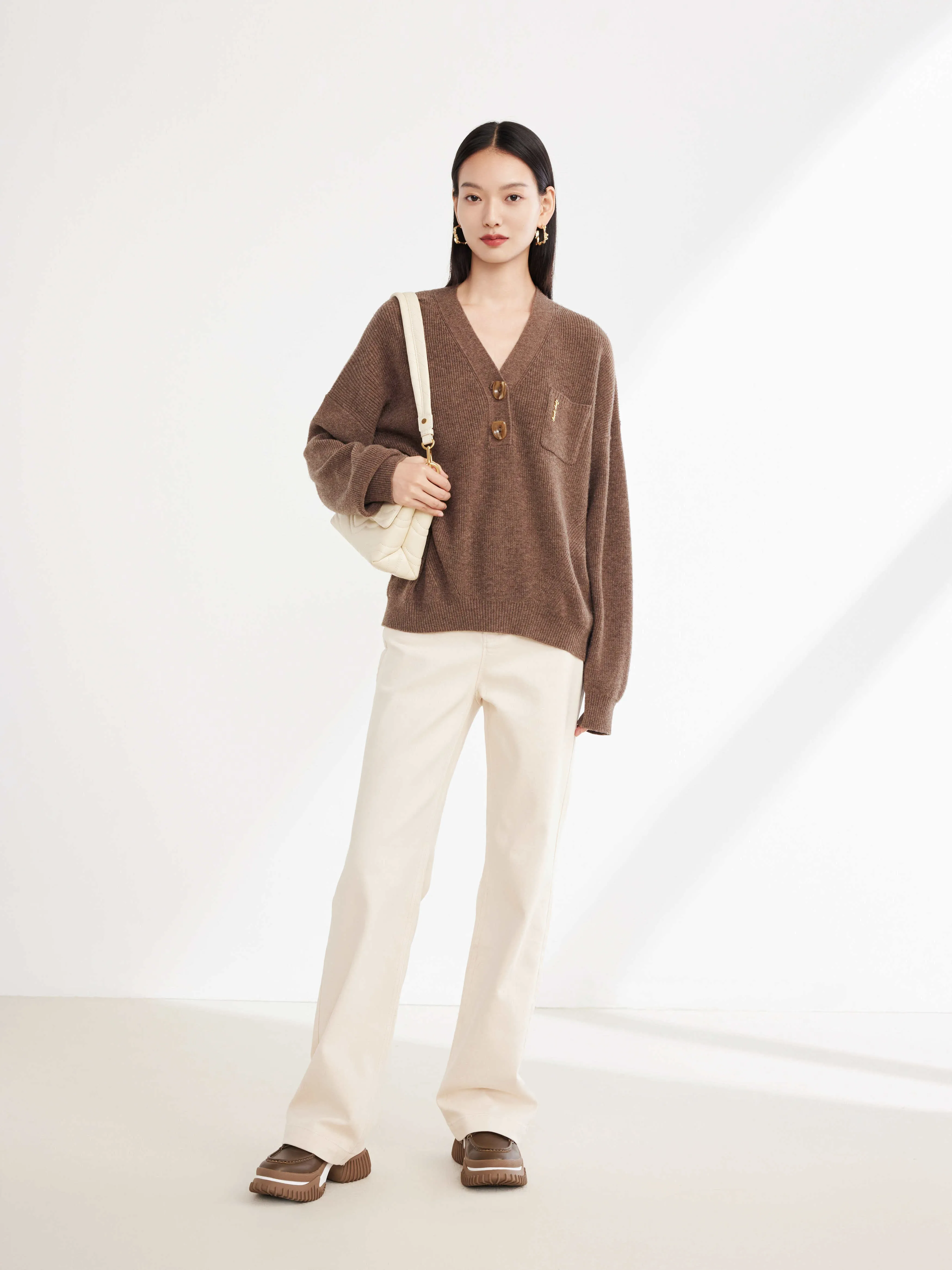 EP YAYING Yak Wool Oversized Knit Sweater