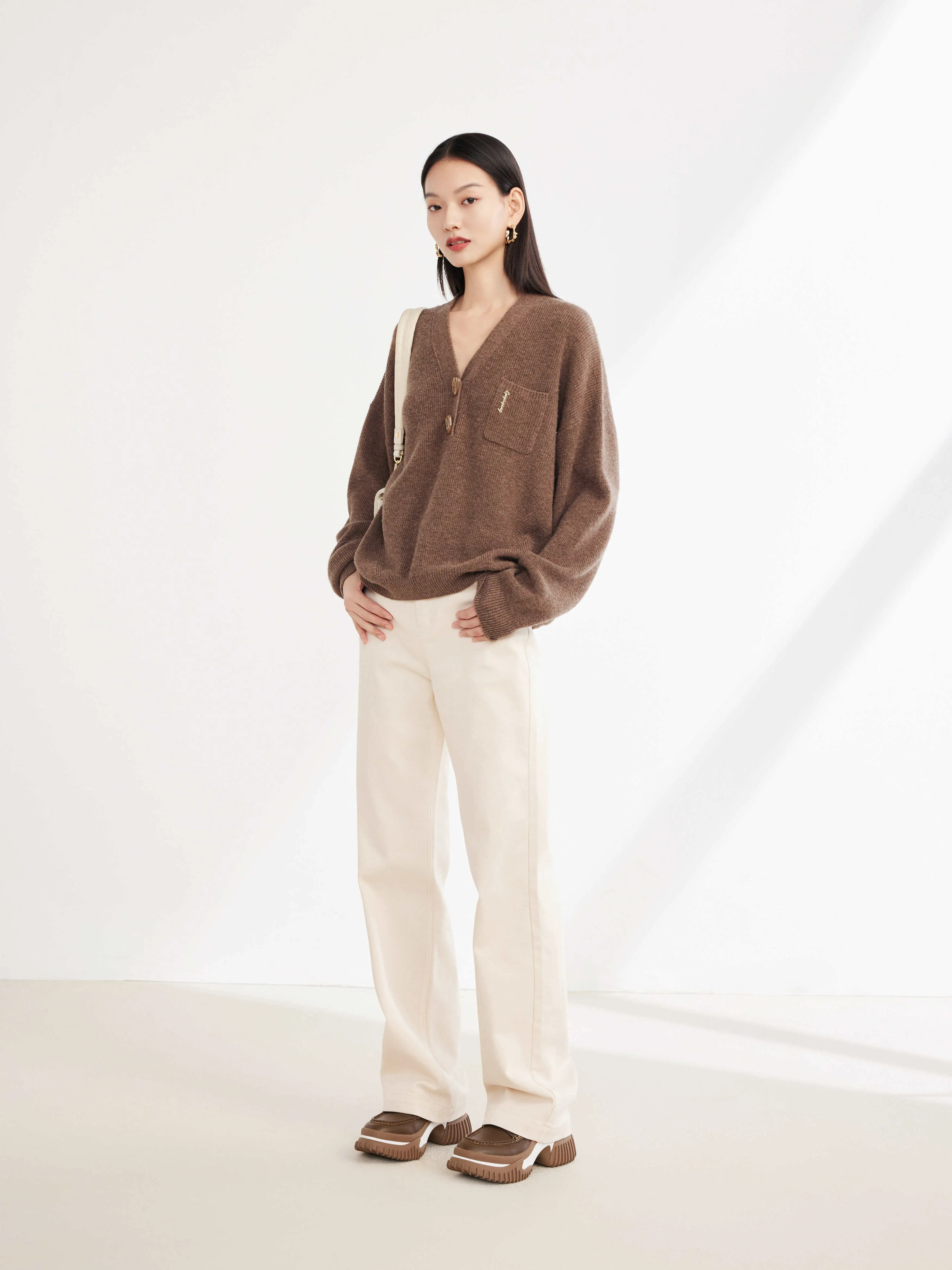 EP YAYING Yak Wool Oversized Knit Sweater