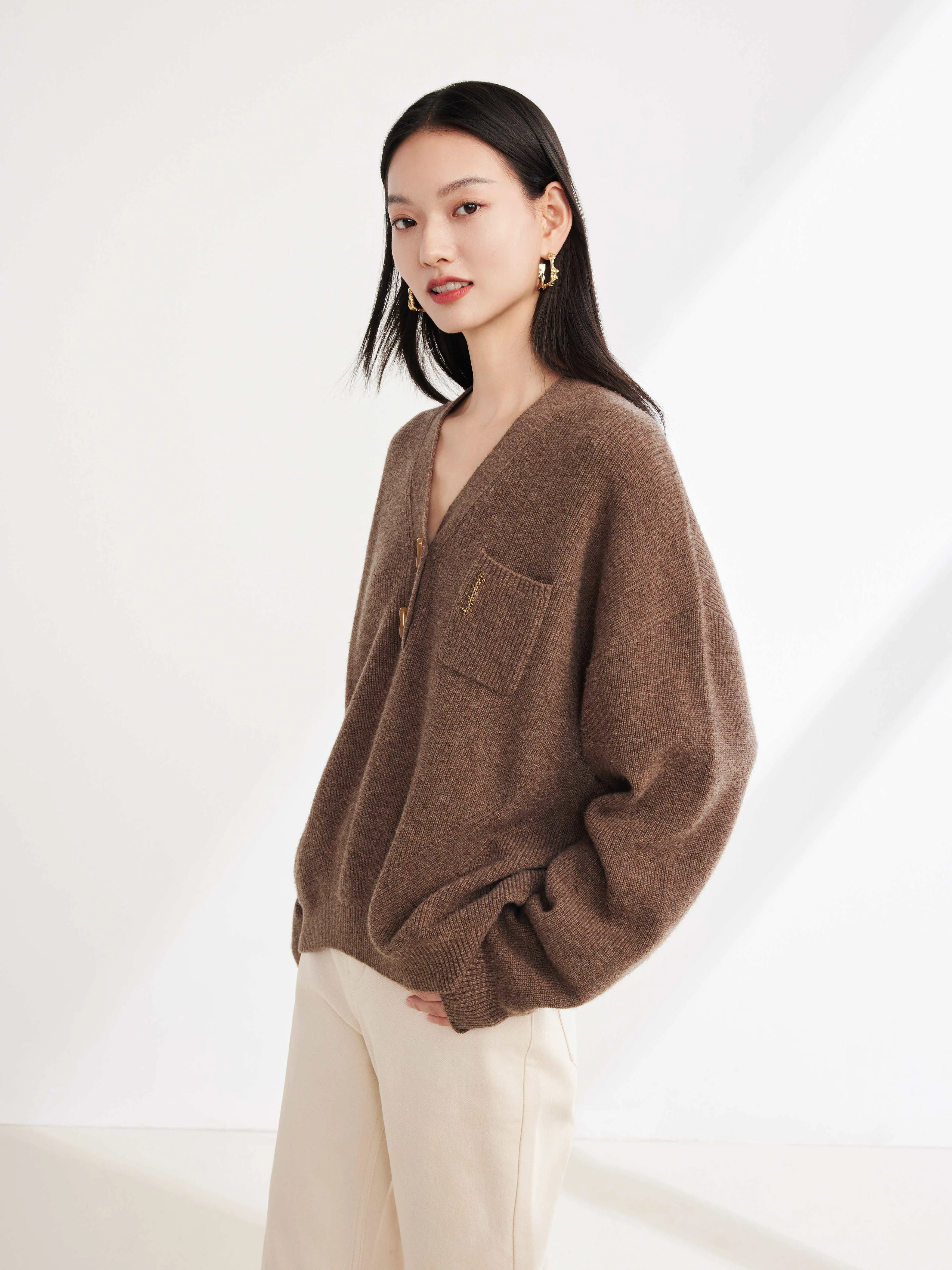 EP YAYING Yak Wool Oversized Knit Sweater