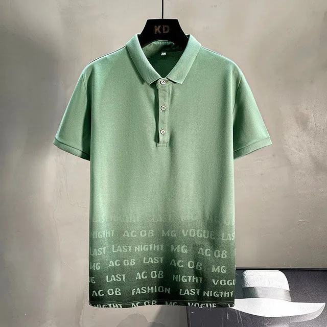 Fading Letter Ombre Style Polo Shirt