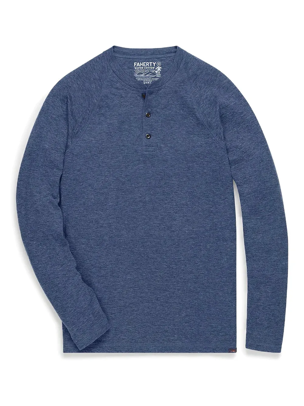 Faherty Cloud Long-Sleeve Henley, Navy Heather