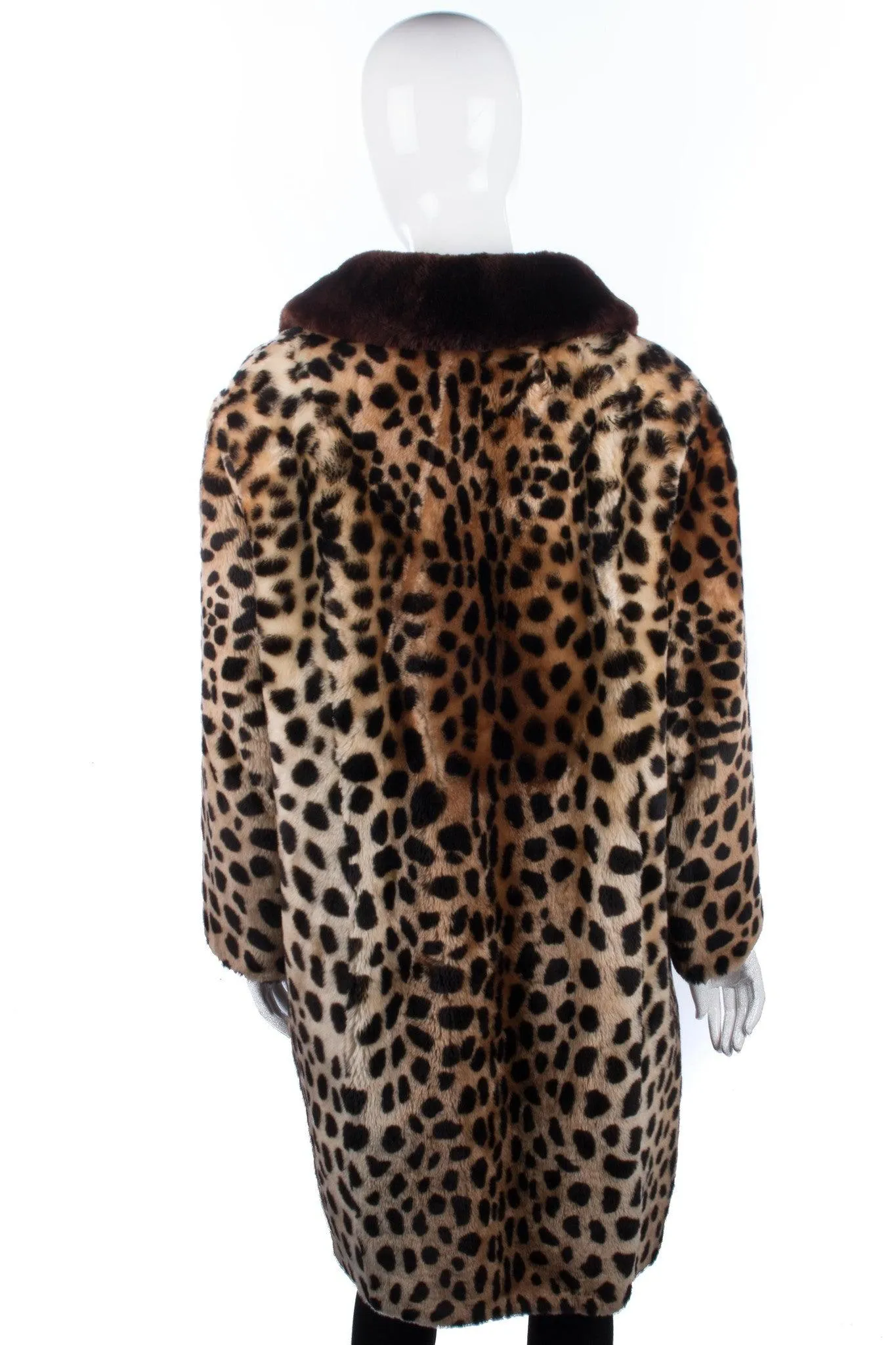 Fantastic Vintage Faux Fur Leopard Print Coat Size 14/16