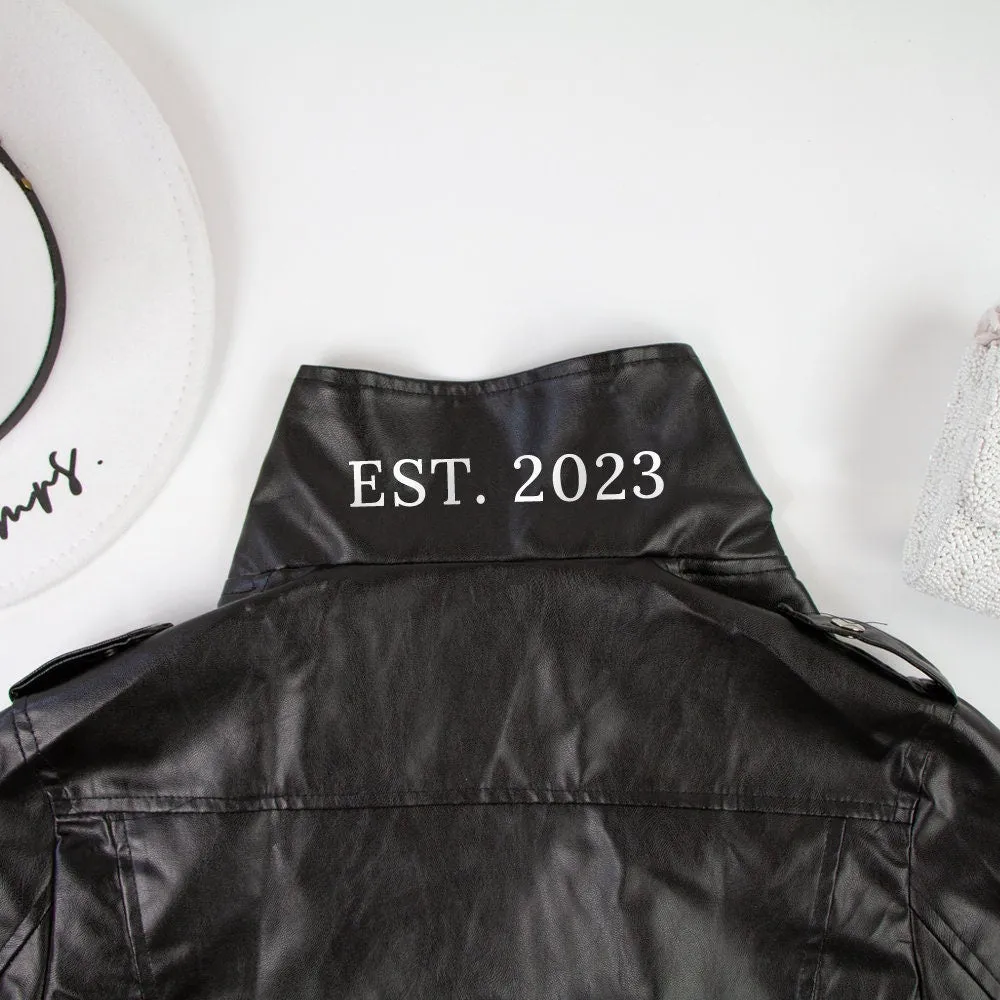 (Faux Leather) Personalized Mrs. Leather Jacket for Brides