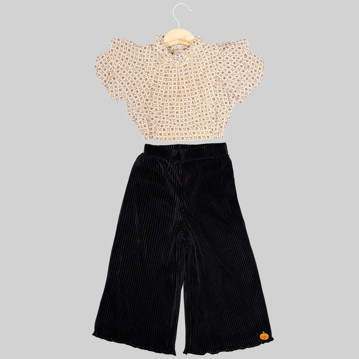 Fawn & Black Culottes for Girls with Top