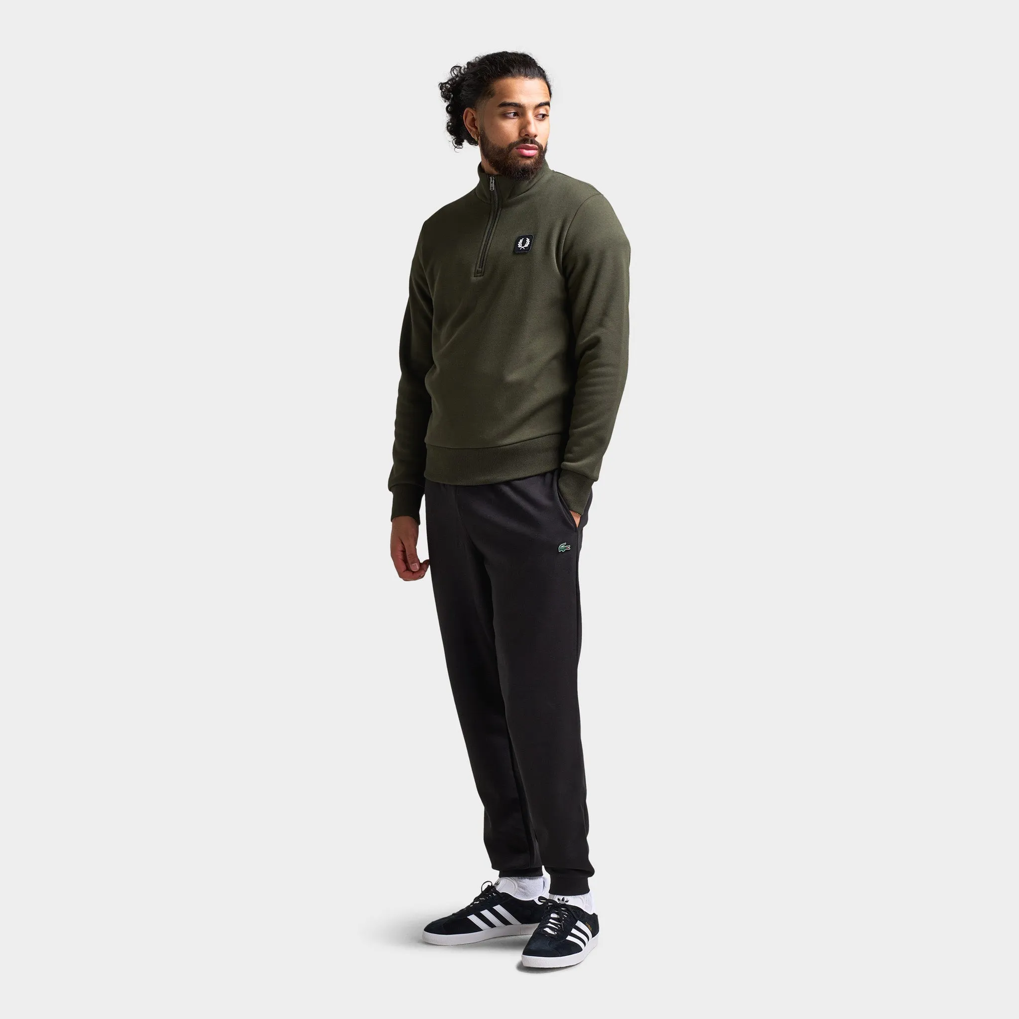 Fred Perry Badge Half Zip Sweatshirt / Hunting Green