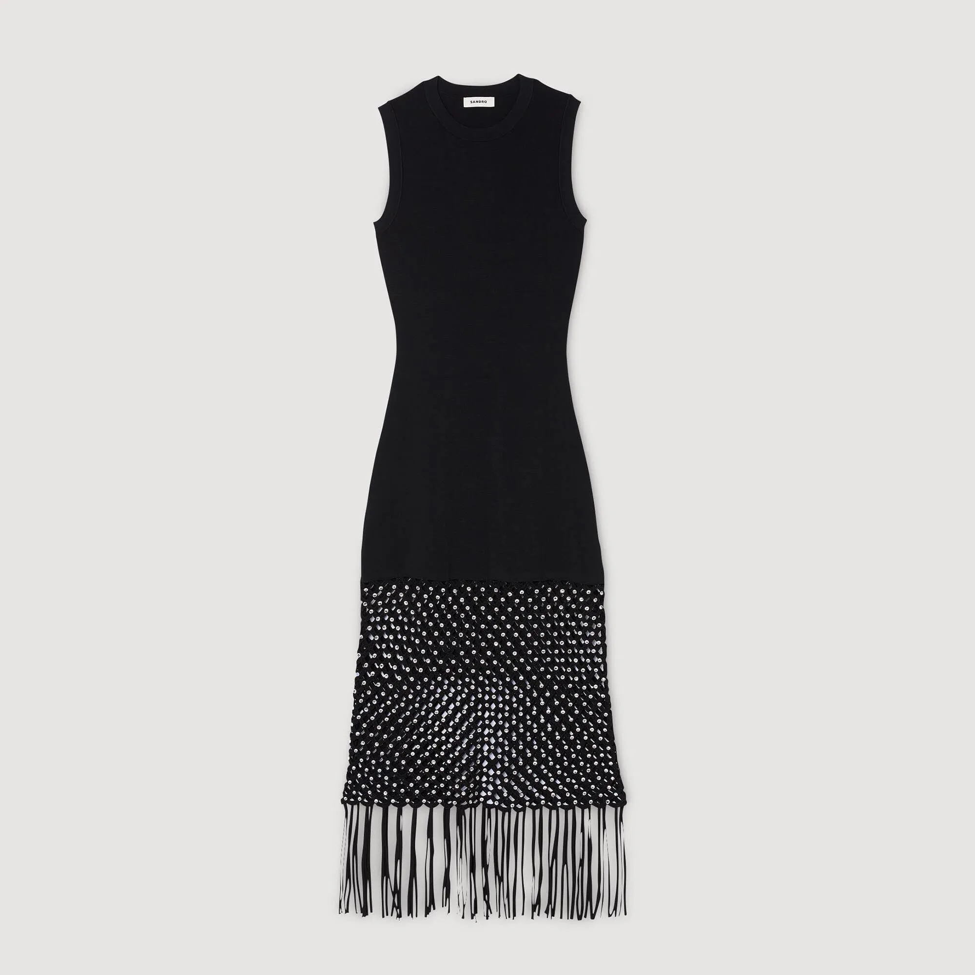 Fringed Knit Maxi Dress