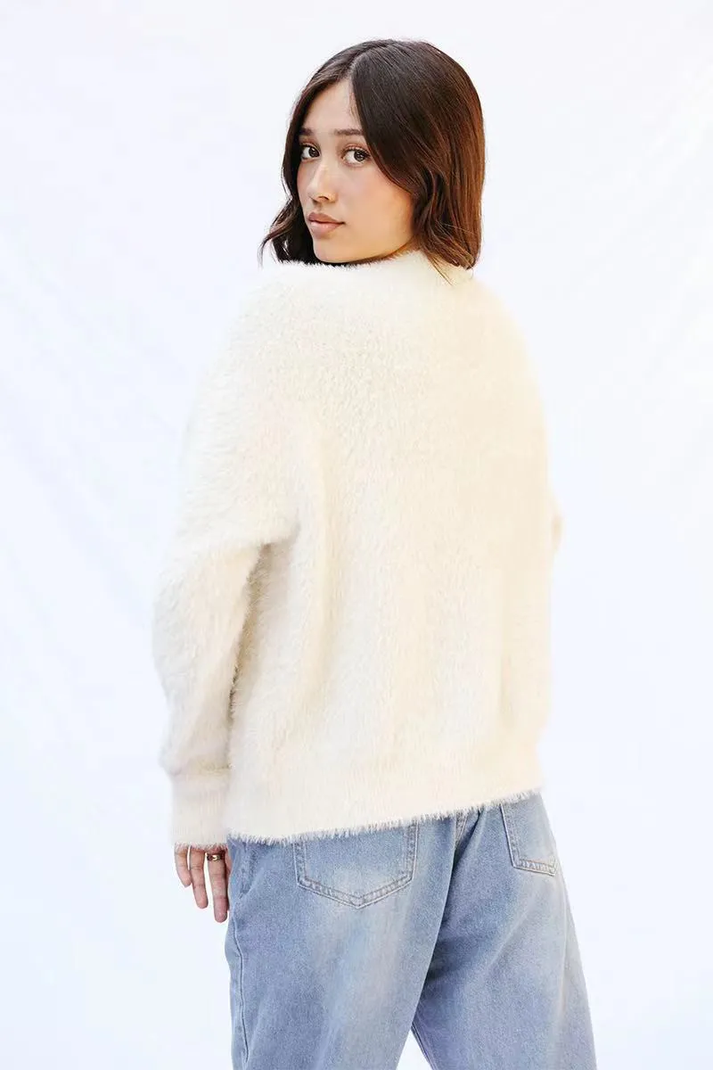 Fuzzy flower sweater