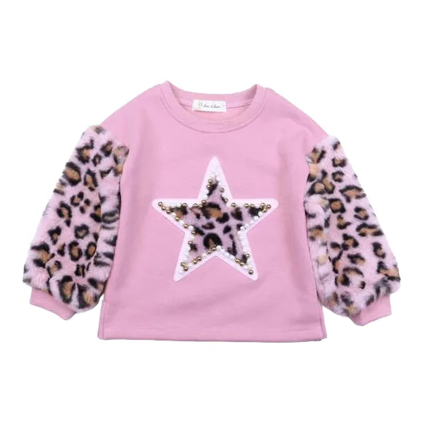 Fuzzy Leopard Mix Sweatshirt