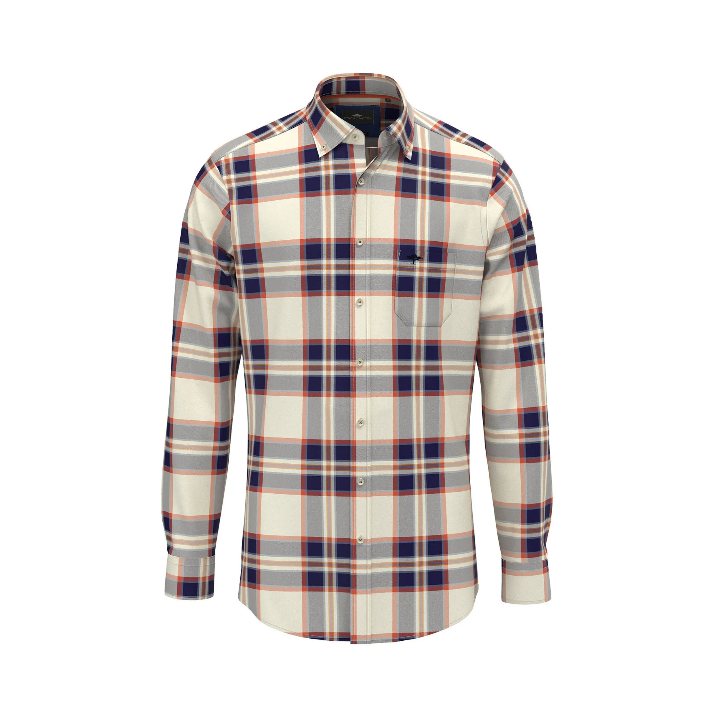 Fynch-Hatton Soft Check Flannel Shirt 14108000 Flame