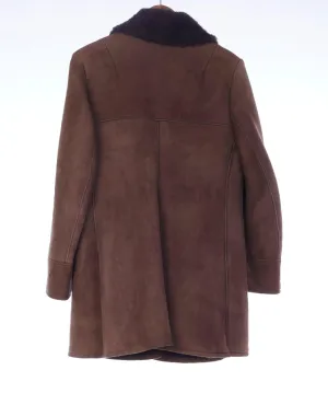 Genuine Sheepskin Long Sleeved Brown Coat UK Size 10