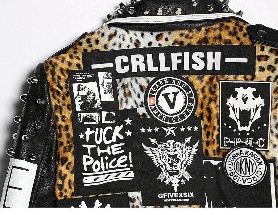 Graffiti Faux Leather Jacket Cropped Moto-Bad Kitty