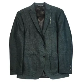 Green Herringbone Flannel Two Button Sport Jacket