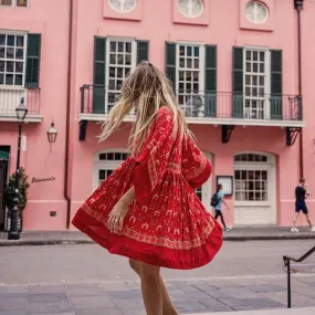 Gypsy Floral Print Mini Dress