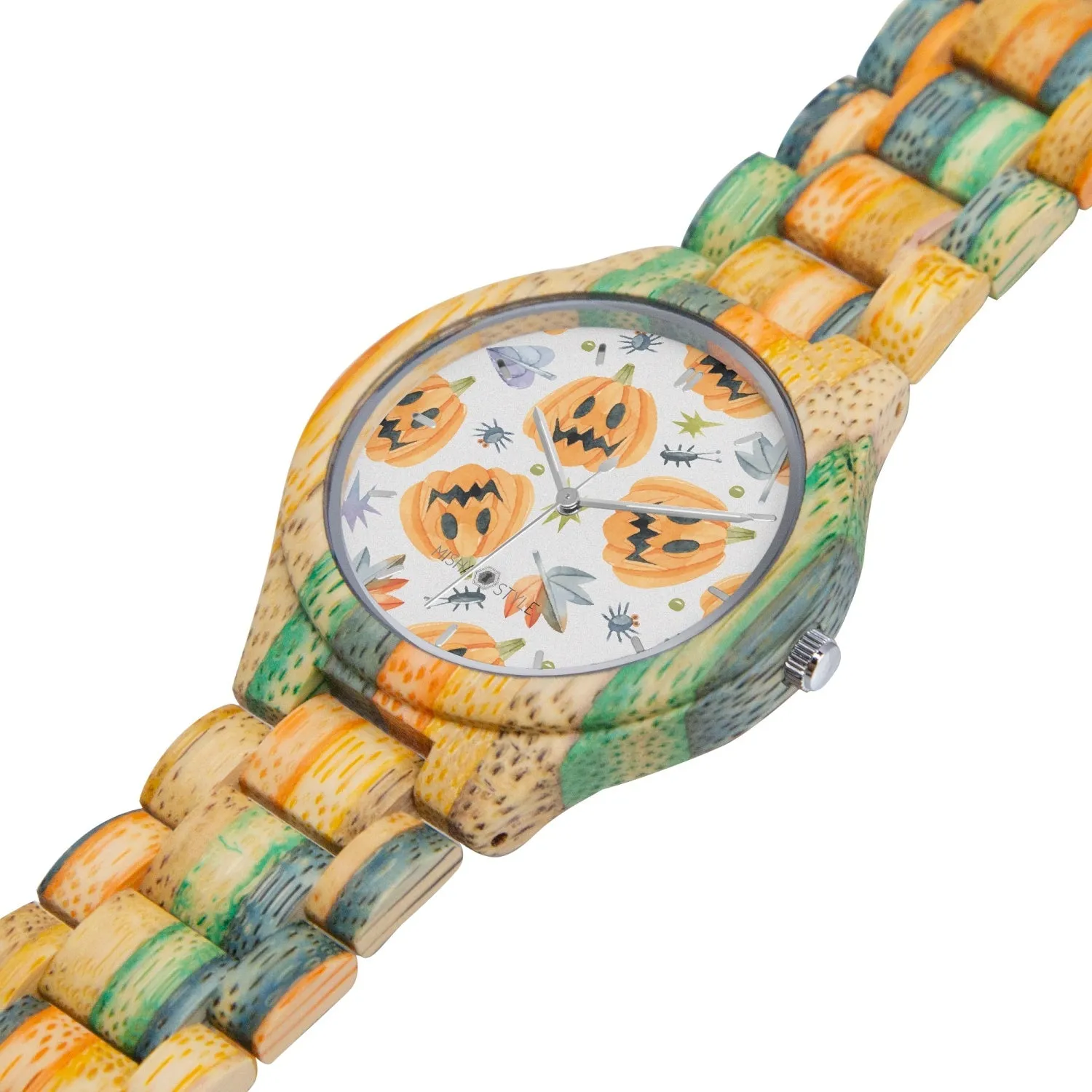 Halloween Camouflage Wooden Watch - Green&Blue