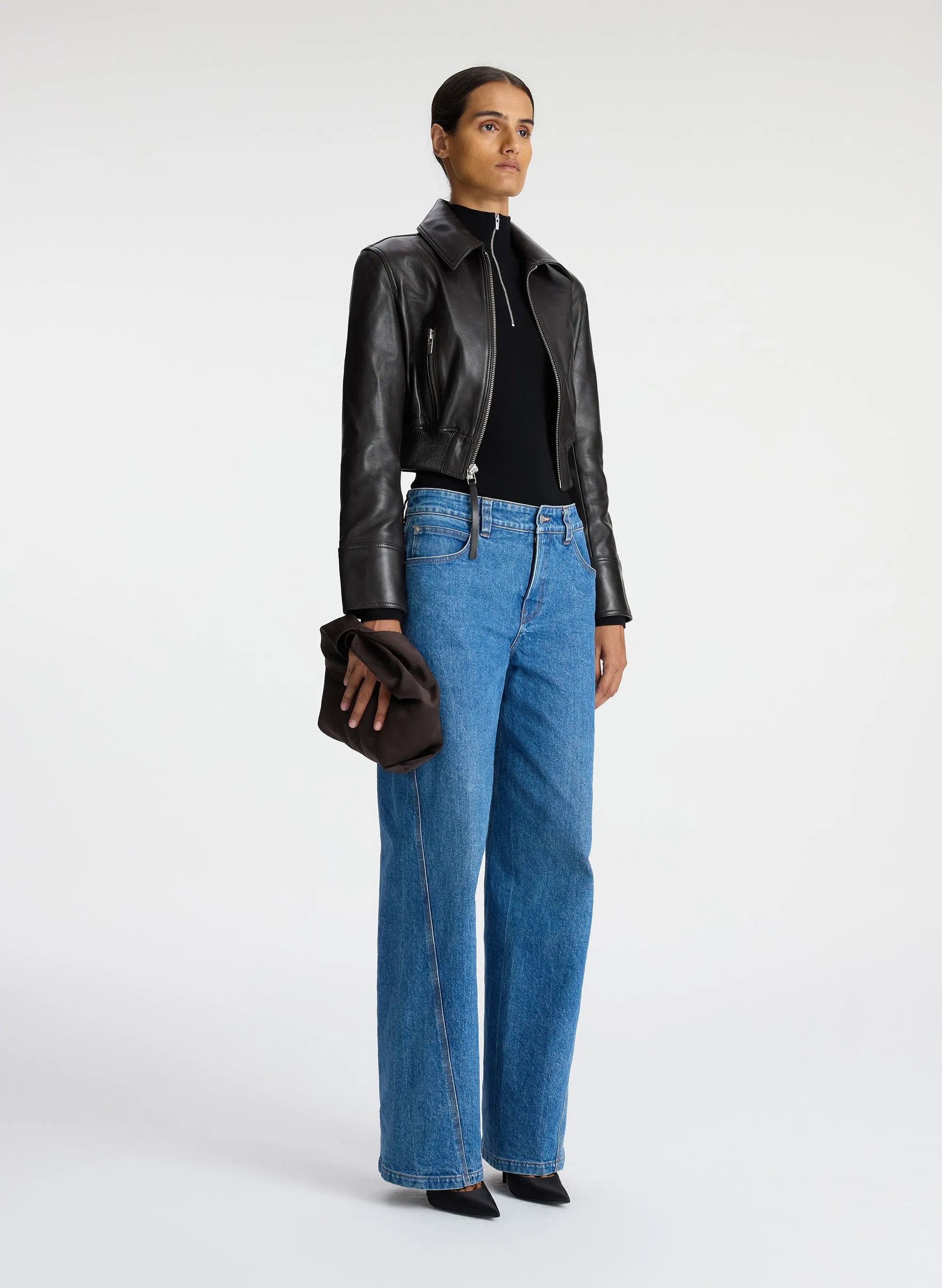 Harlow Cropped Leather Jacket