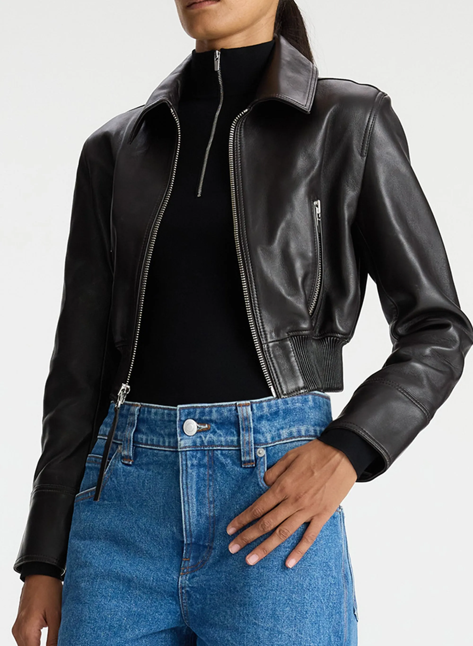 Harlow Cropped Leather Jacket