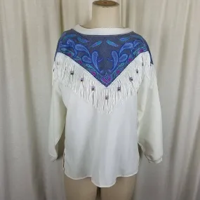 Hazelwood Southwestern Fashion Fringe Pullover Western Top Tunic Shirt Womens S