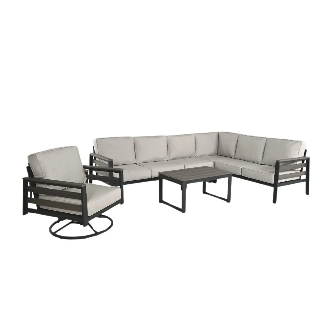 Hixon Panel Sectional Deep Seating Set (7 Piece Set)