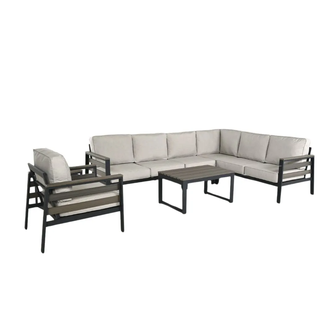 Hixon Panel Sectional Deep Seating Set (7 Piece Set)