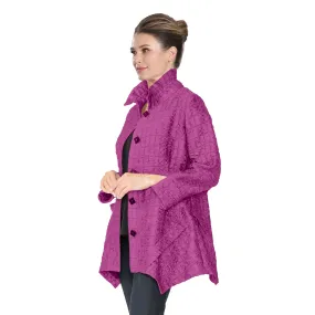 IC Collection Jacquard Button Front Tunic Jacket in Plum - 6930J-PLM