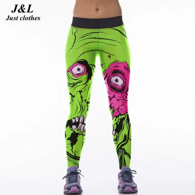 J&L Hot Sales! 3D Print Sporting Leggings Women Skull Girl Birds Printed Fitness Leggings 22 Styles Workout Clothes For Women