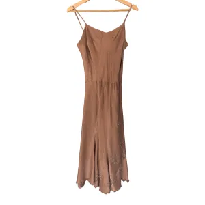 Jigsaw 100% Silk Strappy Dress Bronze with Bugel Bead Work UK Size 12