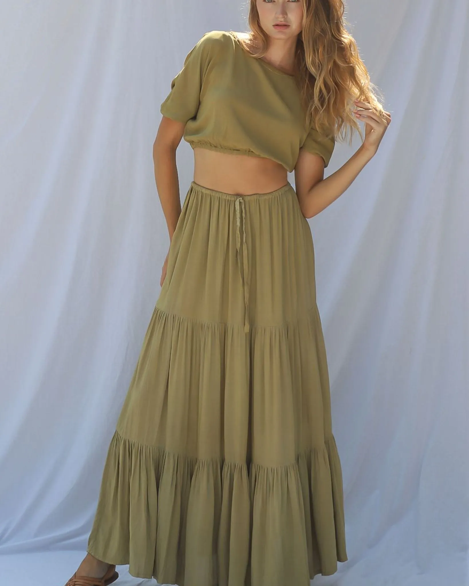 Johanna Maxi Skirt - Rio Olive