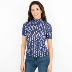 Karen Millen Purple Geo Print Short Sleeve Tops