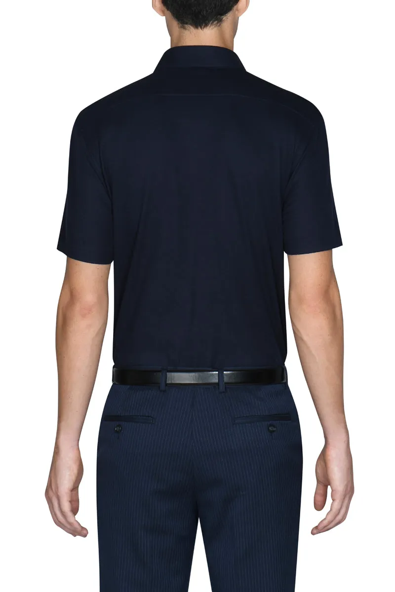 Knit Short Sleeve Smart Shirt | Navy NNY096