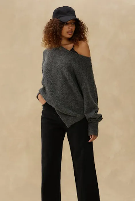 Kuwalla Tee Boucle Boatneck Sweater - Charcoal