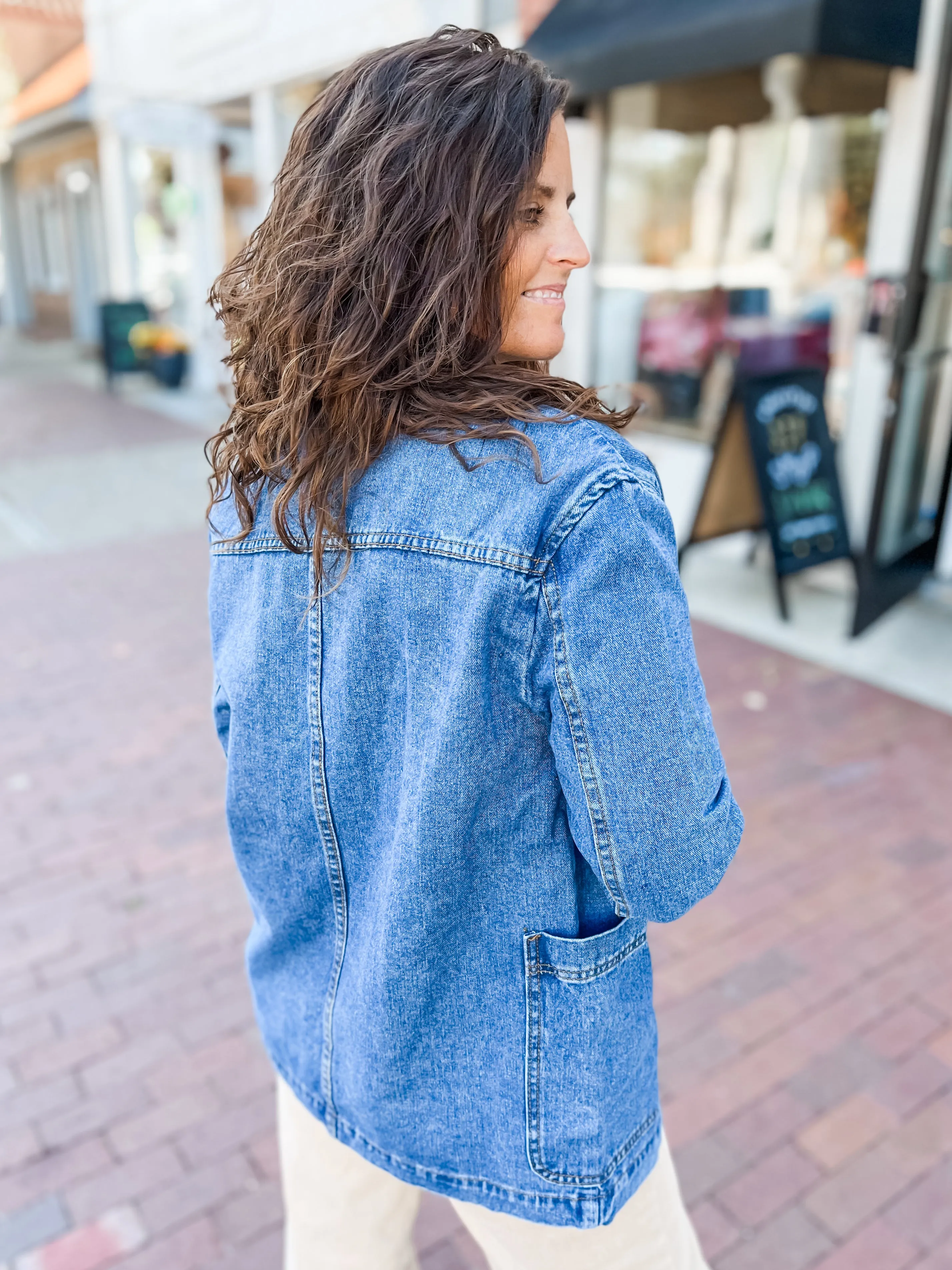 Lapel Collard Denim Jacket