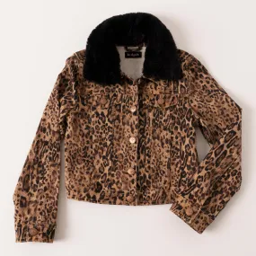 Leopard Fur Trim Jacket