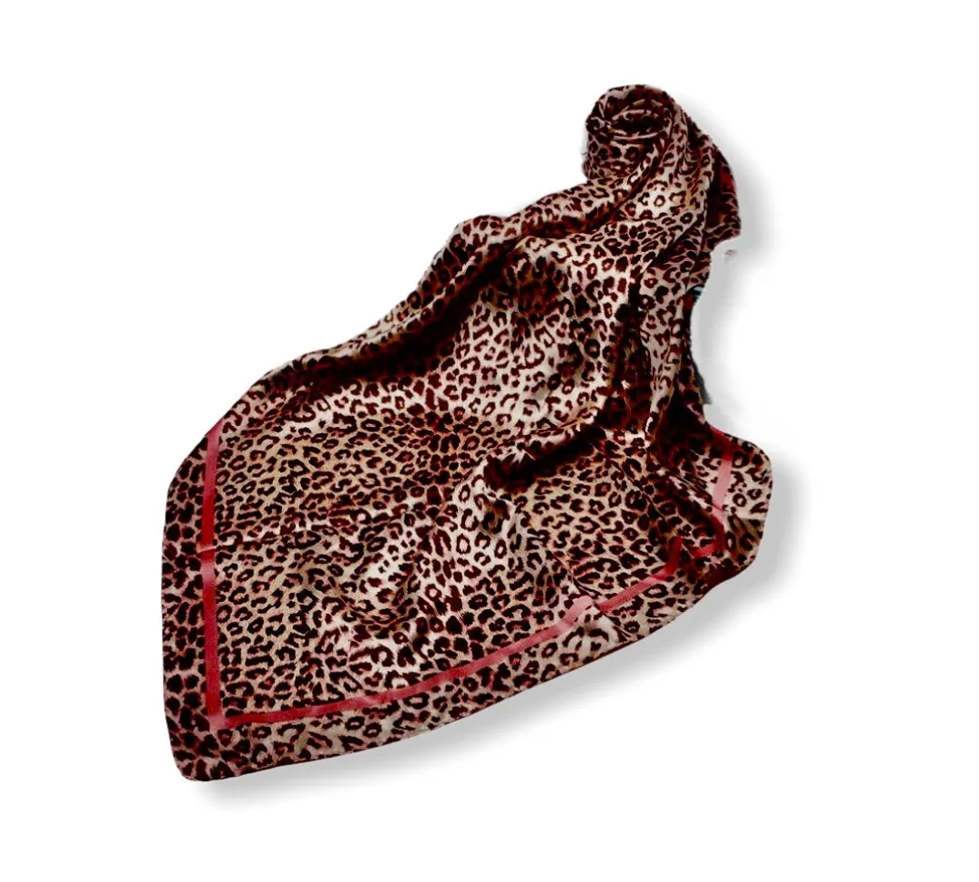 Leopard Print Fashion Square Scarf Satin