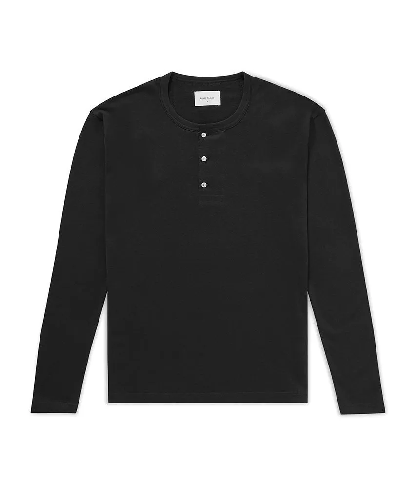 Long Sleeve Henley - Black